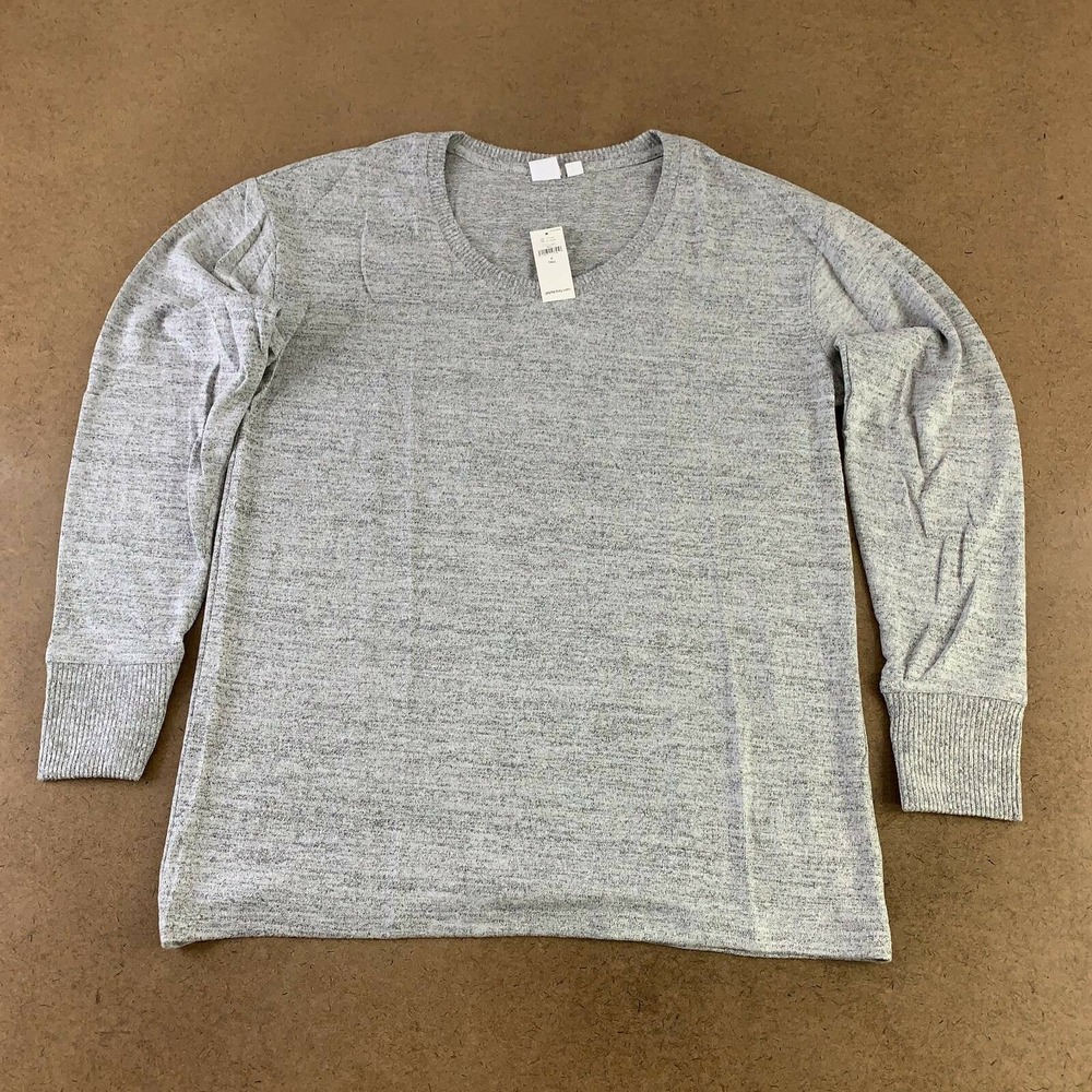 Gap Womens Pullover Sweater Gray Black Heathered Long Sleeve Scoop Neck S New